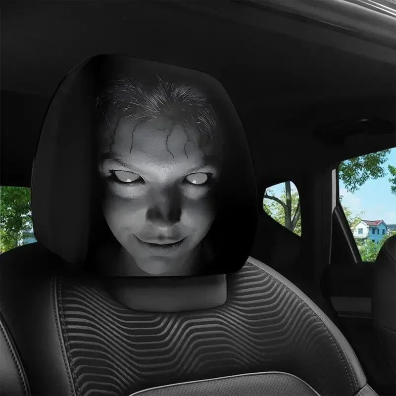 Housse appuie-tête Halloween Horror Face – vue installée