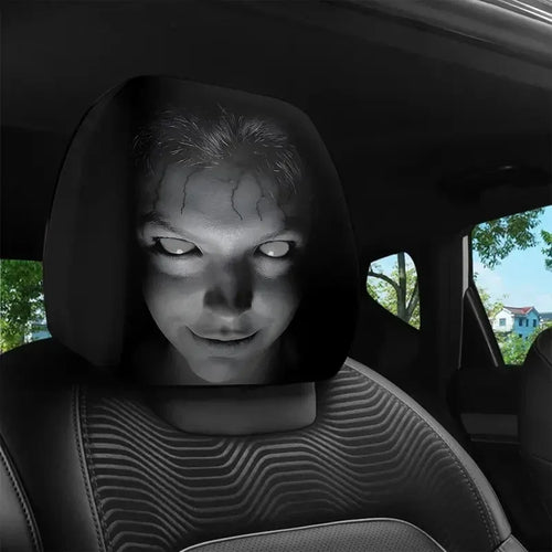 Housse appuie-tête Halloween Horror Face – vue installée