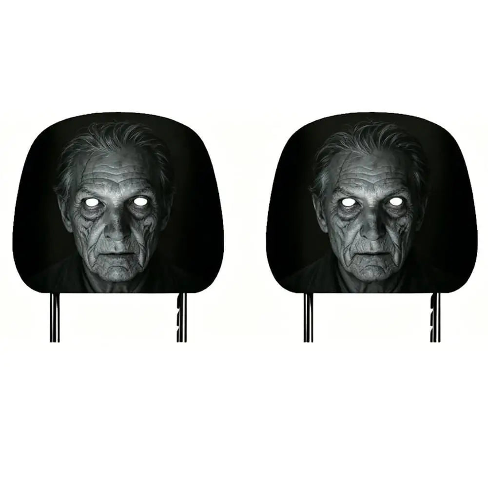 Housse appuie-tête Halloween visage effrayant – vue installée
